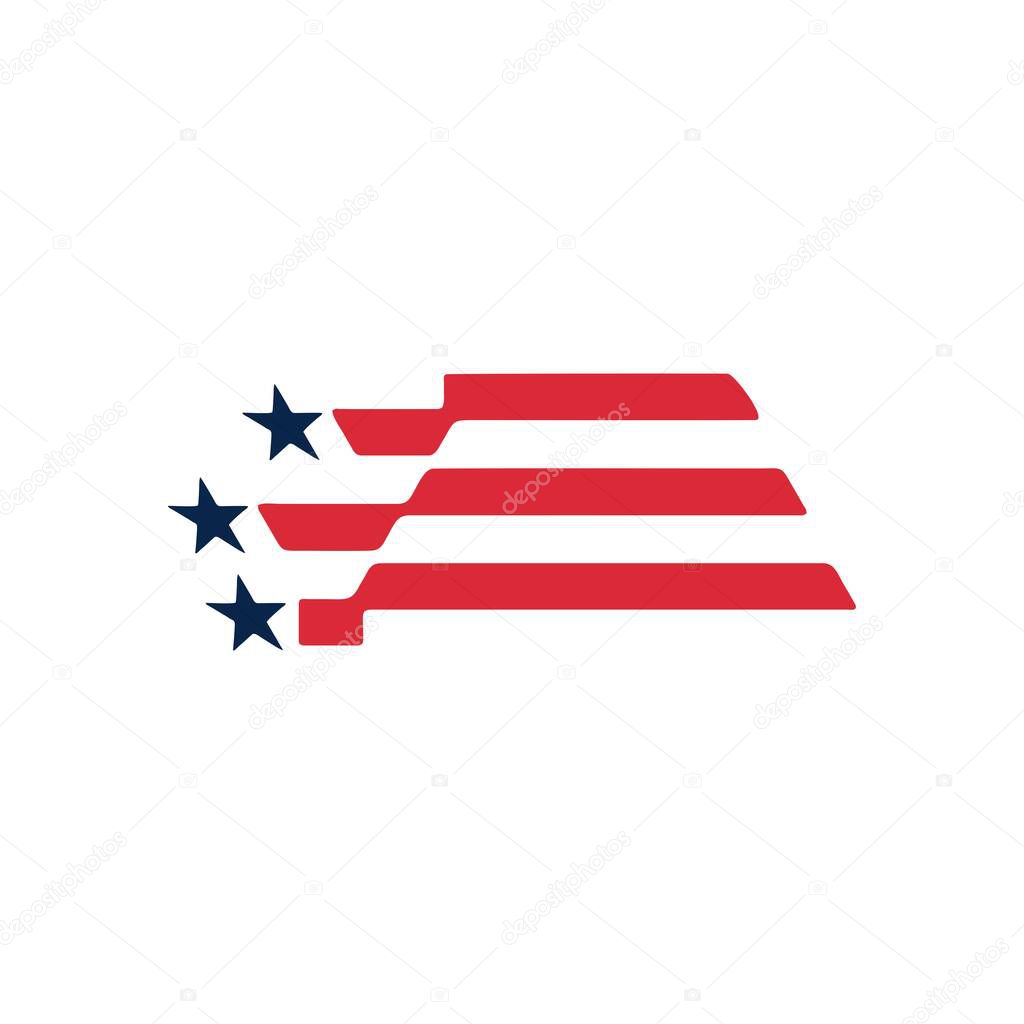 Abstract Simple United States of America flag, USA flag, American Flag Logo icon vector on white background