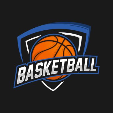 Basketbol kulübü logosu, amblem, toplu tasarımlar. Spor rozet vektör çizimi