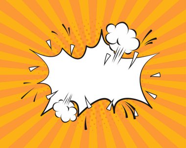 Renk Arkaplanı Tasarımı Üzerine Boşluk Kopyala ile Çizgi Roman Boş Konuşma Kabarcığı. Patlama Çerçevesinde Boş Şablon Reklam ve Reklam İşletmelerini Temsil Ediyor