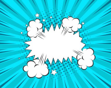 Renk Arkaplanı Tasarımı Üzerine Boşluk Kopyala ile Çizgi Roman Boş Konuşma Kabarcığı. Patlama Çerçevesinde Boş Şablon Reklam ve Reklam İşletmelerini Temsil Ediyor