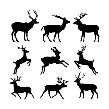 beyaz arkaplanda izole edilmiş geyik silueti