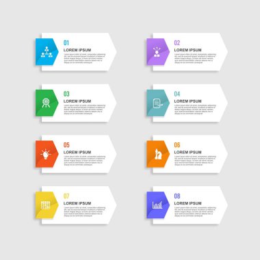 İş seçenekleri, adımlar, süreçler için numaralar bilgi grafiği