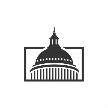 Birleşik Devletler başkenti logo konsepti vektör illüstrasyonu, başkent tepesi kubbesi