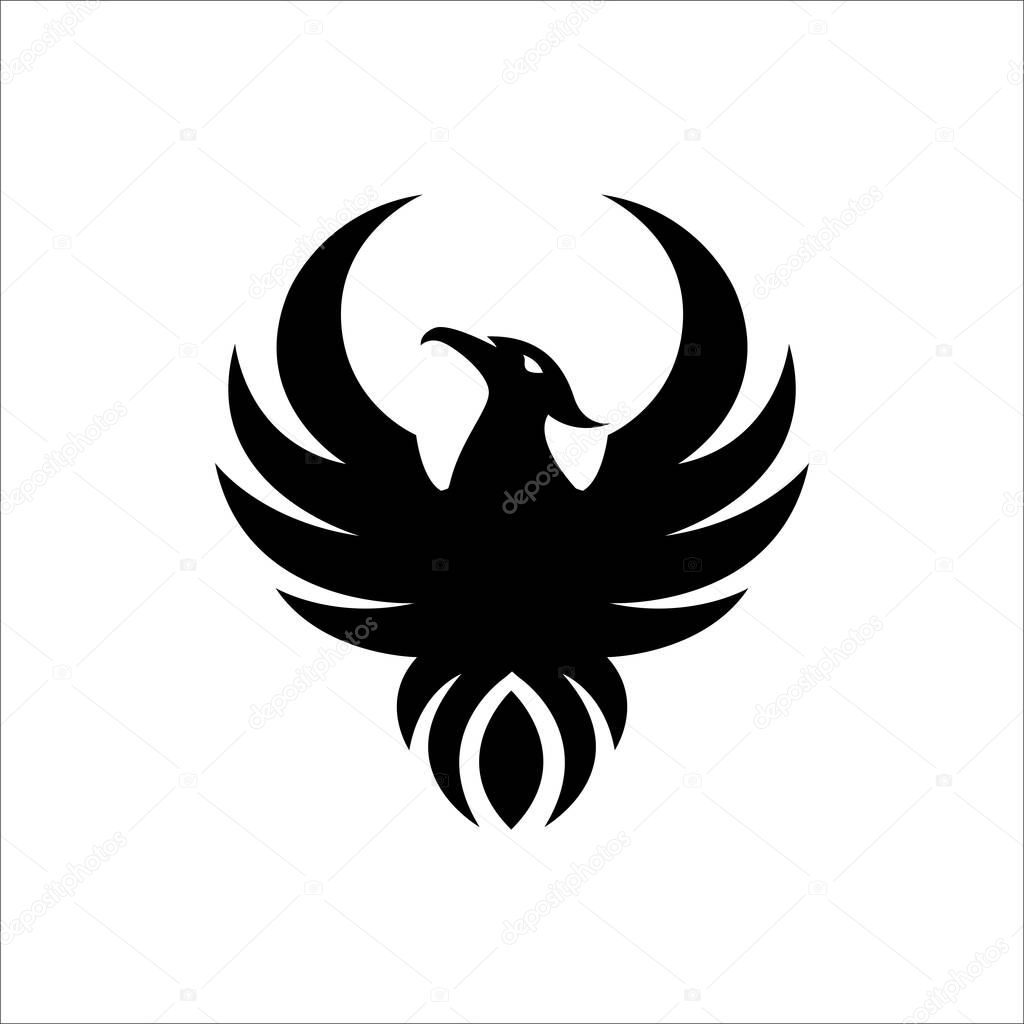 Elegant stylized phoenix bird vector illustration