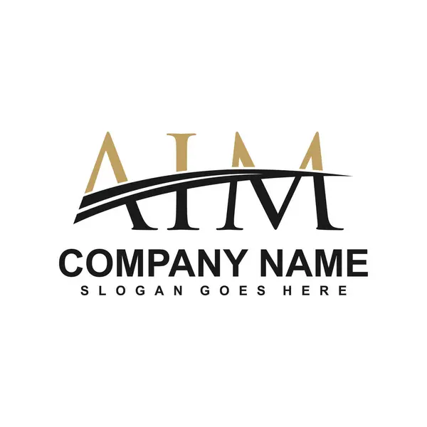 Beyaz arkaplanda AIM harfi logo tasarımı