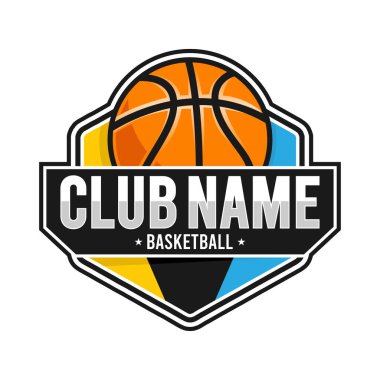 Basketbol kulübü logosu. Basketbol kulübü amblemi, beyaz arka planda tasarım şablonu