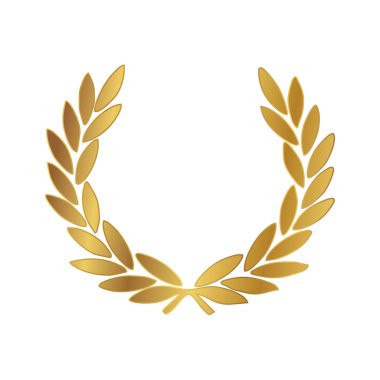 Altın Laurel Çelenk Simgesi. Vektör Düz illüstrasyon beyaz üzerinde izole