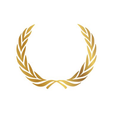 Altın Laurel Çelenk Simgesi. Vektör Düz illüstrasyon beyaz üzerinde izole