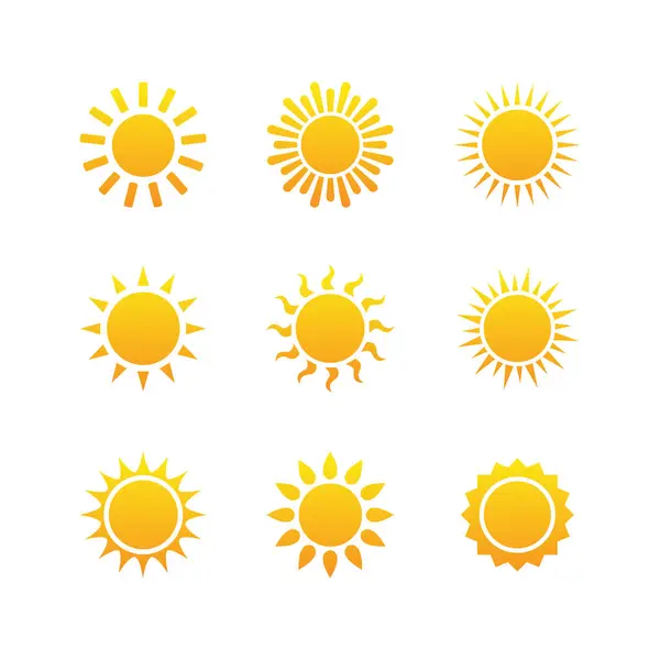 Güneş ikonları vektör sembolü seti