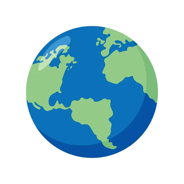 Dünya küreleri beyaz arka planda izole edilmiş. Düz Dünya ikonu. Vektör illüstrasyonu