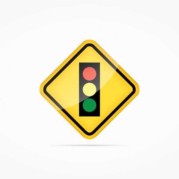 Signo Advertencia Luz Roja Aislada Icono Semáforo Vector Señal Triángulo — Vector de stock