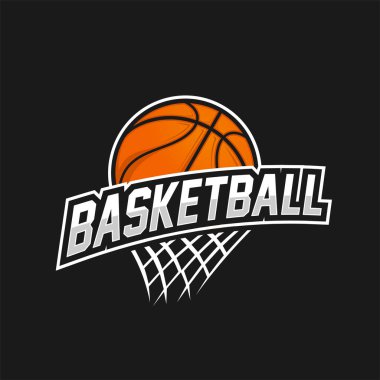 Basketbol kulübü logosu, amblem, toplu tasarımlar. Spor rozet vektör çizimi