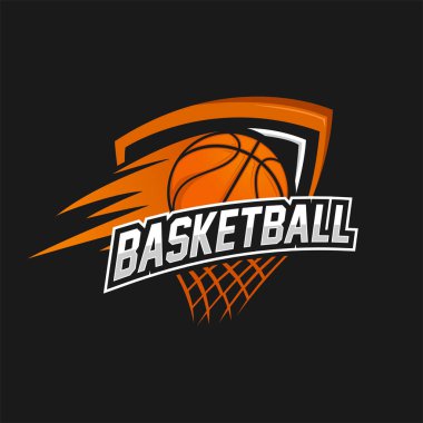 Basketbol kulübü logosu, amblem, toplu tasarımlar. Spor rozet vektör çizimi