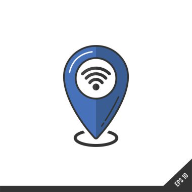 Wifi sinyali, harita şifresi, GPS konum sembolü ile işaretleyici