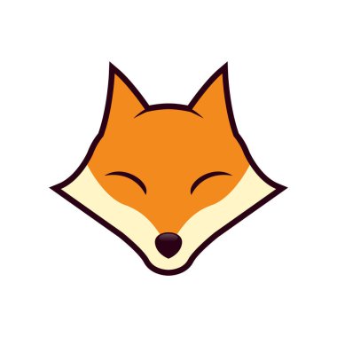 Düz vektör tasarımlı şirin tilki başlığının gösterimi