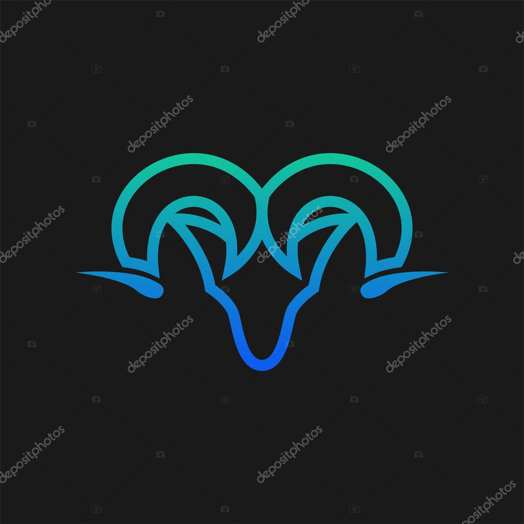 Abstract vector horns ram animal sheep logo