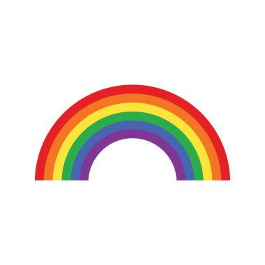 Düz gökkuşağı stili. LGBT bayrağı, gökkuşağı rengi aşk sembolü, Haziran ayının gurur ayı, vektör illüstrasyonu
