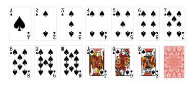 Beyaz arka planda izole edilmiş poker kartları. Poker kartları oynuyor.
