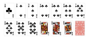 Beyaz arka planda izole edilmiş poker kartları. Poker kartları oynuyor.