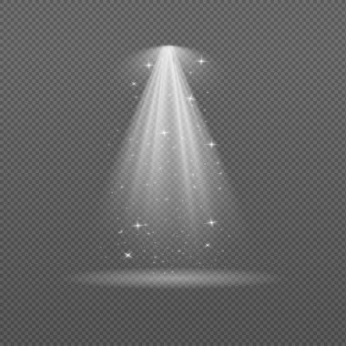 Şeffaf arkaplanda parıldayan beyaz spot ışığı