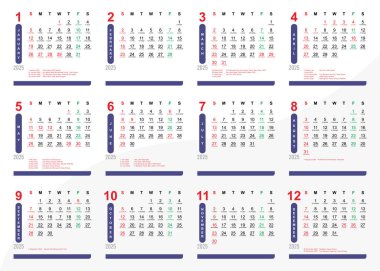 Takvim tasarımı 2025 Endonezya Ulusal Tatilleri ve Hijriye 1447