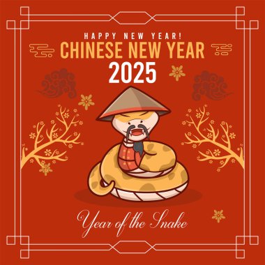 Çin Yeni Yıl 2025 Poster Tasarımı. Mutlu Çin Yeni Yılı.