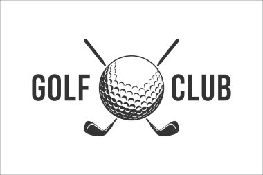 Golf sopası logosu, top ve çapraz golf sopası.