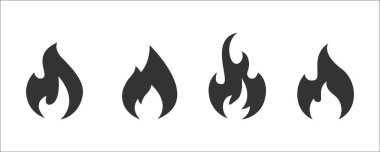 İkon vektörünü ateşle. Alev sembolü. Alev simgesi koleksiyonu