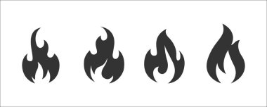 İkon vektörünü ateşle. Alev sembolü. Alev simgesi koleksiyonu