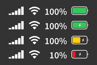 Simge Batarya Gücü, Kablosuz, Mobil Ağ durum mobil aygıtı görüntüleme