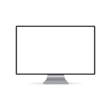 Beyaz Ekran ile Modern Bilgisayar Monitörü Vektör İllüstrasyonu