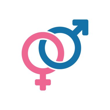 Erkek ve dişi cinsiyet sembolleri. Mavi ve pembe renkli cinsiyet sembolü