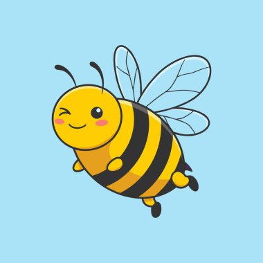Sevimli dost arı. Çizgi film mutlu uçan arı, kocaman güzel gözleri var. Böcek karakteri.