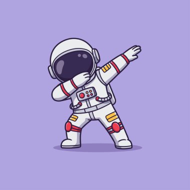 Komik astronot Dab Dance çizgi filmi yapıyor.