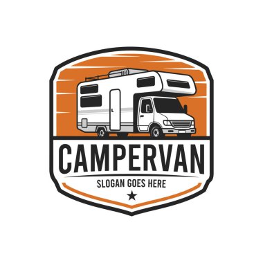 Campervan Karavan Logosu İllüstrasyonu