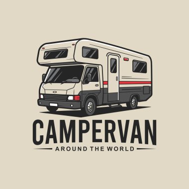 Campervan Karavan Logosu İllüstrasyonu