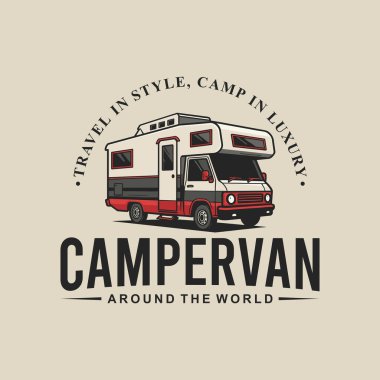 Campervan Karavan Logosu İllüstrasyonu