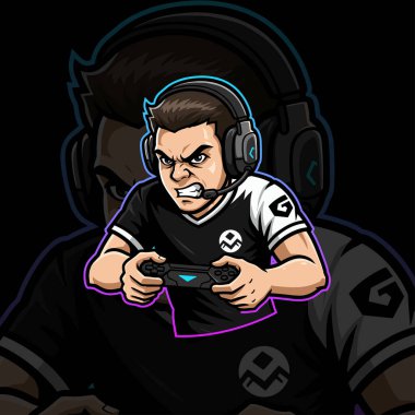 Oyuncu çocuk maskotu. Esport logo tasarımı