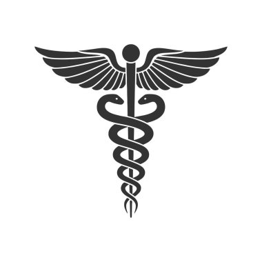 Tıbbi Yılan Caduceus Logo İşaret Şablonu Beyaz Arkaplanda İzole Edildi