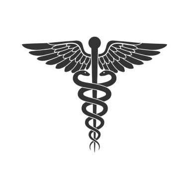 Tıbbi Yılan Caduceus Logo İşaret Şablonu Beyaz Arkaplanda İzole Edildi