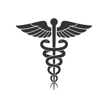 Tıbbi Yılan Caduceus Logo İşaret Şablonu Beyaz Arkaplanda İzole Edildi