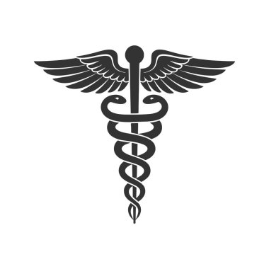 Tıbbi Yılan Caduceus Logo İşaret Şablonu Beyaz Arkaplanda İzole Edildi
