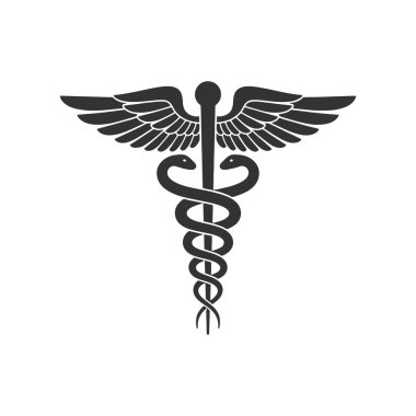 Tıbbi Yılan Caduceus Logo İşaret Şablonu Beyaz Arkaplanda İzole Edildi