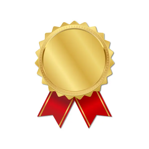 Beyaz arka planda 3 boyutlu boş altın ödüller. Birincilik madalyası