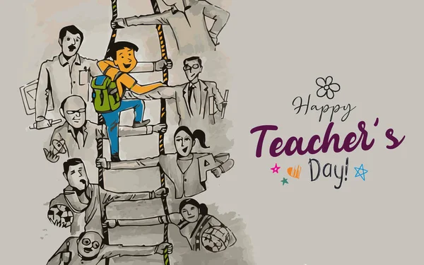 Mutlu öğretmenler günü vektör illüstrasyonu. 5 Eylül Öğretmenler Günü Arkaplanı.