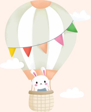 Balon vektör çizimi balonlu tavşan