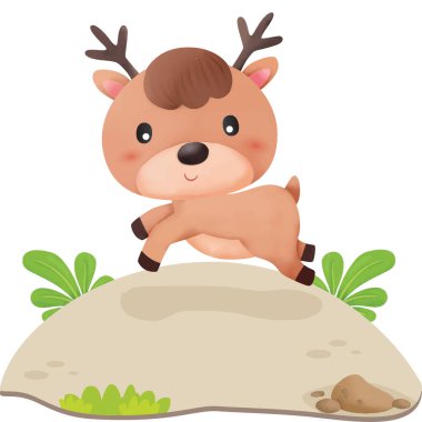 sevimli çizgi hayvan deer ile