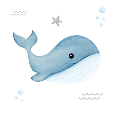 Balina illüstrasyon vektör el çekilmiş