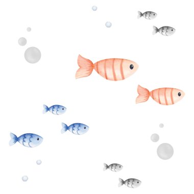 suluboya balıklar ve balıklar. beyaz arkaplanda izole.