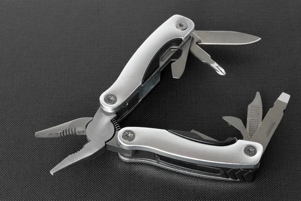 Multi Tool Expanded Tools Pliers Black Background — Stock Photo, Image